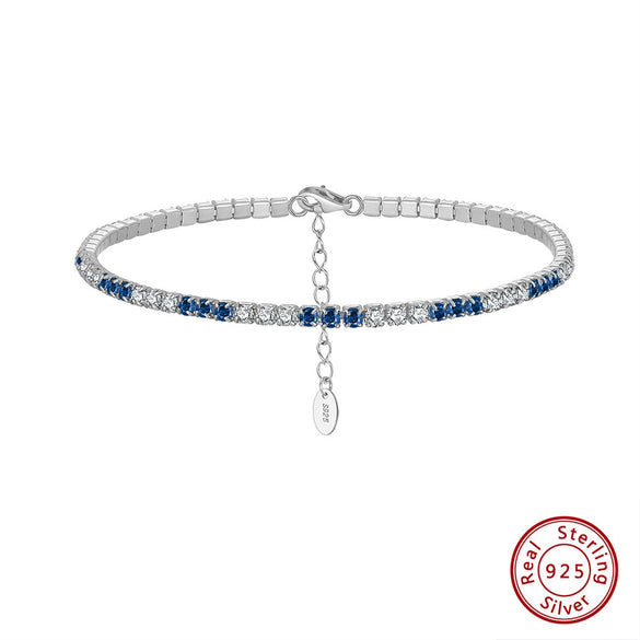 Women's S925 Sterling Silver Geometric Electroplated Tennis Bracelet