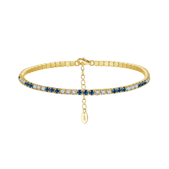 Women's S925 Sterling Silver Geometric Electroplated Tennis Bracelet