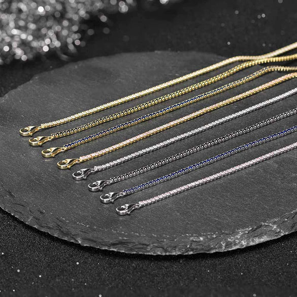 Women's S925 Sterling Silver Geometric Electroplated Tennis Bracelet