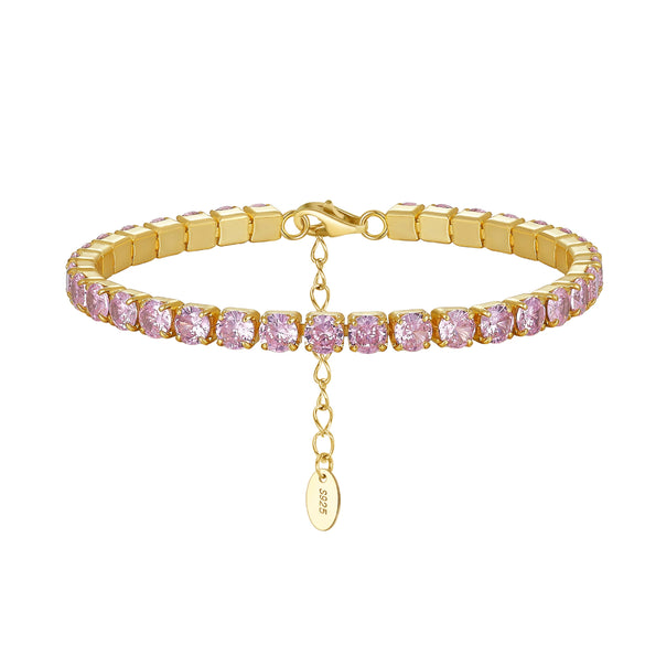 Women's S925 Sterling Silver Geometric Electroplated Tennis Bracelet