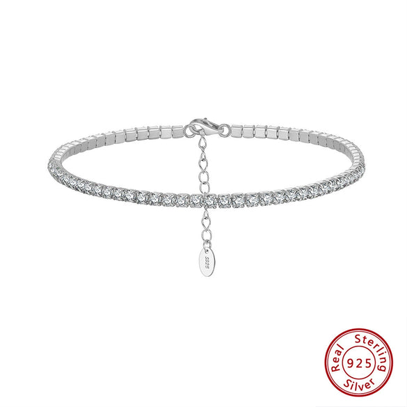 Women's S925 Sterling Silver Geometric Electroplated Tennis Bracelet