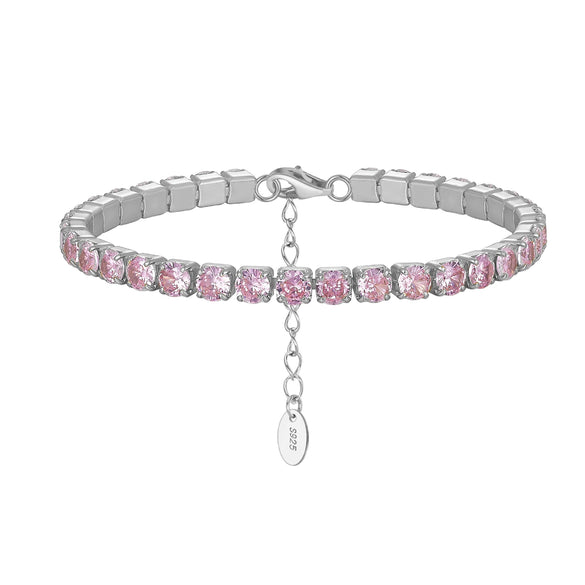 Women's S925 Sterling Silver Geometric Electroplated Tennis Bracelet