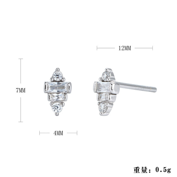 Women's S925 Sterling Silver Geometric Fashion Earrings With Electroplating Design
