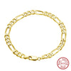 Women's S925 Sterling Silver Geometric Figaro Chain Bracelet With Electroplating