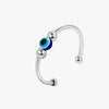 Women's S925 Sterling Silver Geometric Fish Eye Anti Anxiety Ring With Micro Bead Open Adjustable Design Electroplated Finish