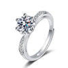 Women's S925 Sterling Silver Geometric Flower Ring With Sixclaw Inlay And Electroplating