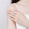 Women's S925 Sterling Silver Geometric Four Claw Full Diamond Adjustable Open Ring With Electroplated Finish