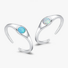 Women's S925 Sterling Silver Geometric French Retro Gem Inlaid Opal Ring