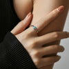 Women's S925 Sterling Silver Geometric French Retro Gem Inlaid Opal Ring