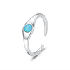 Women's S925 Sterling Silver Geometric French Retro Gem Inlaid Opal Ring