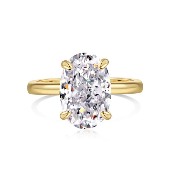 Women's S925 Sterling Silver Geometric Heart Shape Cut Zircon Electroplated Ring