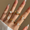 Women's S925 Sterling Silver Geometric Heart Shape Cut Zircon Electroplated Ring