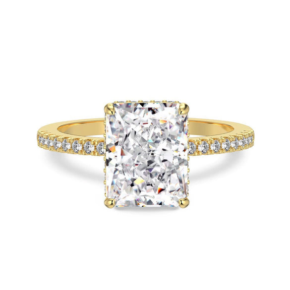Women's S925 Sterling Silver Geometric Heart Shape Cut Zircon Electroplated Ring