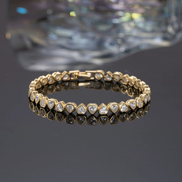 Women's S925 Sterling Silver Geometric Heartshaped Bracelet Electroplated