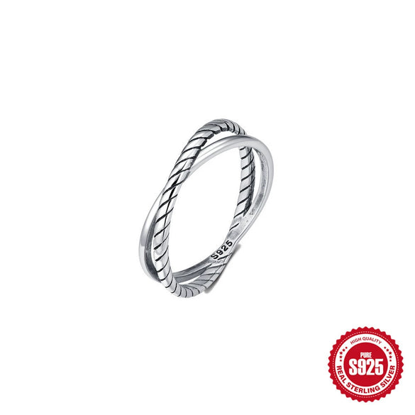 Women's S925 Sterling Silver Geometric Hollow Handmade Ring With Real Gold Plating Electroplating Treatment
