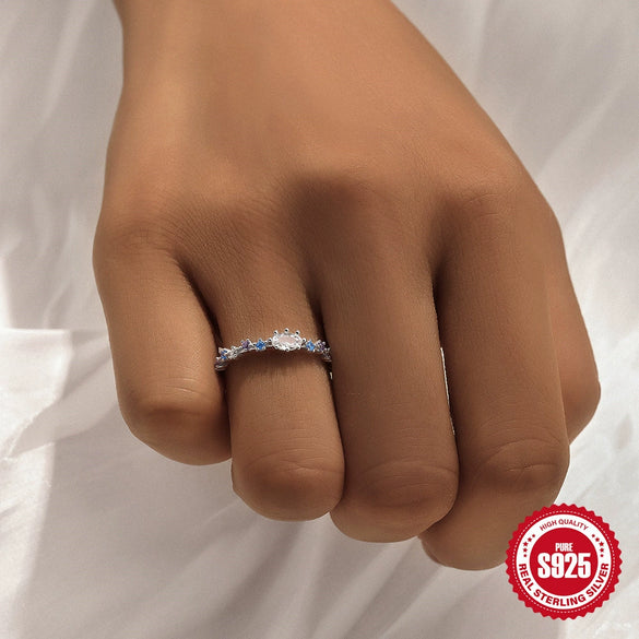 Women's S925 Sterling Silver Geometric Hollow Handmade Ring With Real Gold Plating Electroplating Treatment