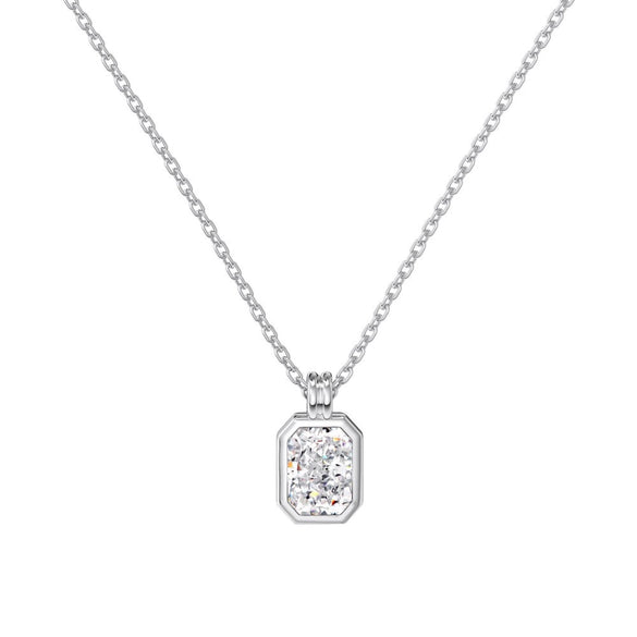 Women's S925 Sterling Silver Geometric Ice Flower Cut Zircon Jewelry Set Ring Necklace Earrings With Electroplating