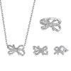 Women's S925 Sterling Silver Geometric Ice Flower Cut Zircon Jewelry Set Ring Necklace Earrings With Electroplating