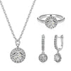 Women's S925 Sterling Silver Geometric Ice Flower Cut Zircon Jewelry Set Ring Necklace Earrings With Electroplating