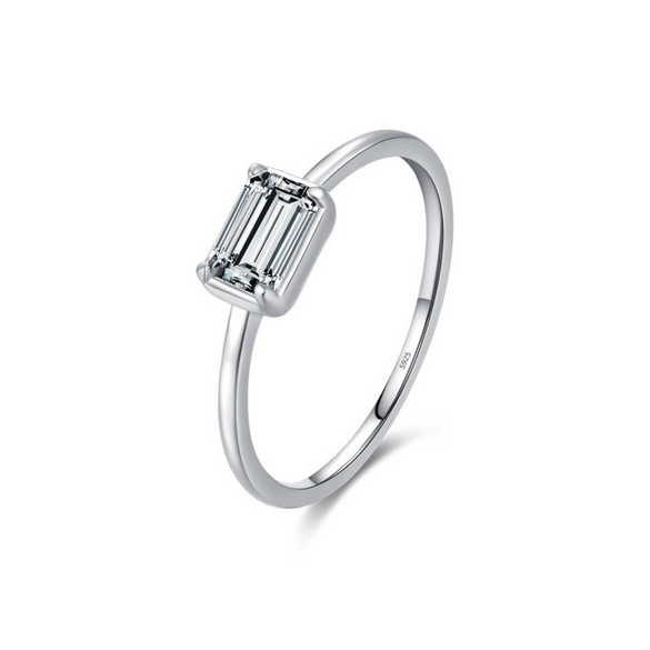 Women's S925 Sterling Silver Geometric Inlaid Zircon Diamond Ring