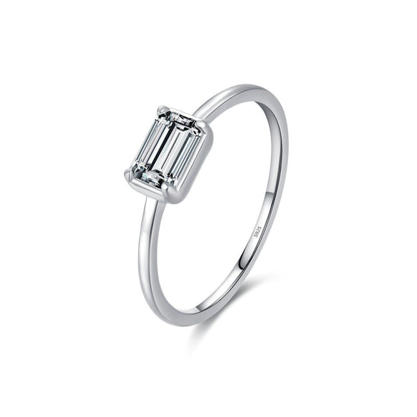 Women's S925 Sterling Silver Geometric Inlaid Zircon Diamond Ring