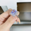 Women's S925 Sterling Silver Geometric Lavender Ice Flower Cut Ring With 8A Radon Cut Zircon And Electroplating