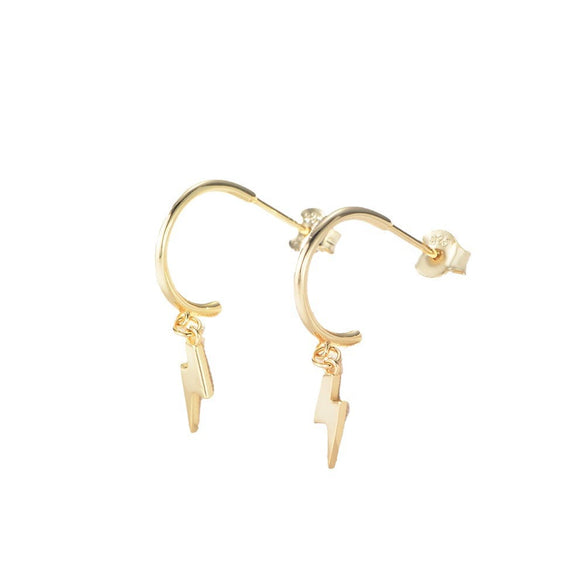 Women's S925 Sterling Silver Geometric Lightning Earrings Simple Electroplated Trendy Fashion Jewelry