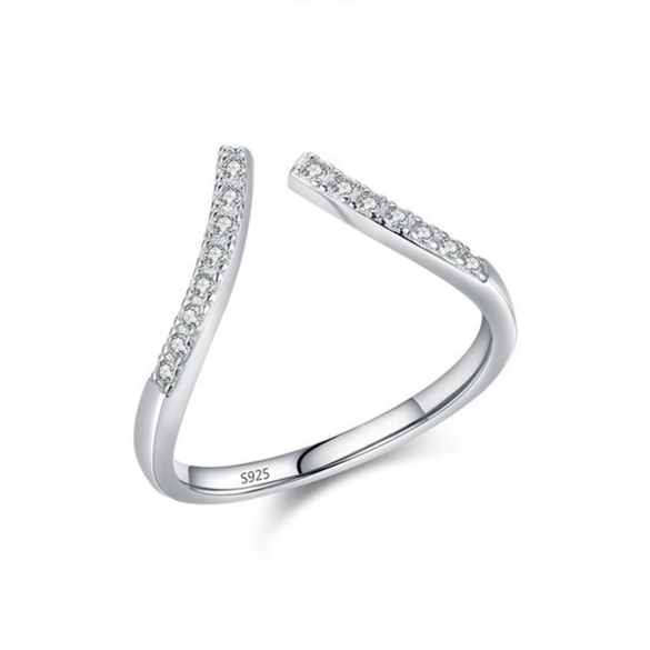 Women's S925 Sterling Silver Geometric Microinlaid Ring