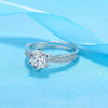 Women's S925 Sterling Silver Geometric Microinlaid Sixclaw Row Diamond Ring Electroplated Jewelry