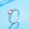 Women's S925 Sterling Silver Geometric Microinlaid Sixclaw Row Diamond Ring Electroplated Jewelry