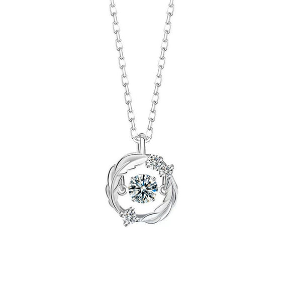 Women's S925 Sterling Silver Geometric Moissanite Pendant Cross Chain Necklace Set With Diamonds