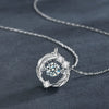 Women's S925 Sterling Silver Geometric Moissanite Pendant Cross Chain Necklace Set With Diamonds