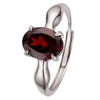 Women's S925 Sterling Silver Geometric Natural Topaz Garnet Citrine Amethyst Ring Set With Crystal