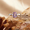 Women's S925 Sterling Silver Geometric Natural Topaz Garnet Citrine Amethyst Ring Set With Crystal