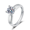 Women's S925 Sterling Silver Geometric Open Ring With Micro Inlay Twisted Design Electroplated Simple Classic Jewelry
