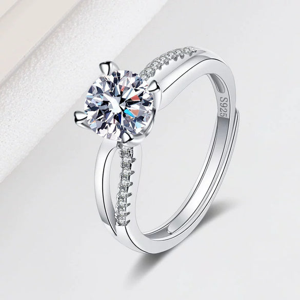 Women's S925 Sterling Silver Geometric Open Ring With Micro Inlay Twisted Design Electroplated Simple Classic Jewelry