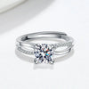 Women's S925 Sterling Silver Geometric Open Ring With Micro Inlay Twisted Design Electroplated Simple Classic Jewelry