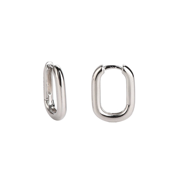Women’s S925 Sterling Silver Geometric Oval Earrings With Electroplated Finish Simple Fashion Jewelry