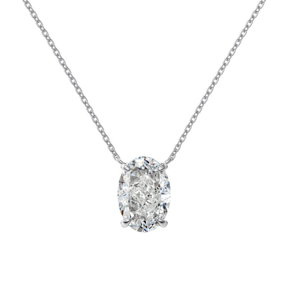 Women's S925 Sterling Silver Geometric Oval Ice Flower Cut Zircon Pendant Electroplated Necklace