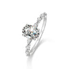 Women's S925 Sterling Silver Geometric Oval Ring Jewelry With Seiko Treatment