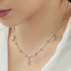 Women's S925 Sterling Silver Geometric Palm Shape Cut Out Ball Chain Necklace With Electroplating