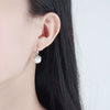 Women's S925 Sterling Silver Geometric Pearl Earrings Elegant Electroplated Fashion Jewelry