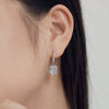 Women's S925 Sterling Silver Geometric Pendant Earrings With Ice Flower Cut Zircon And Electroplating Design