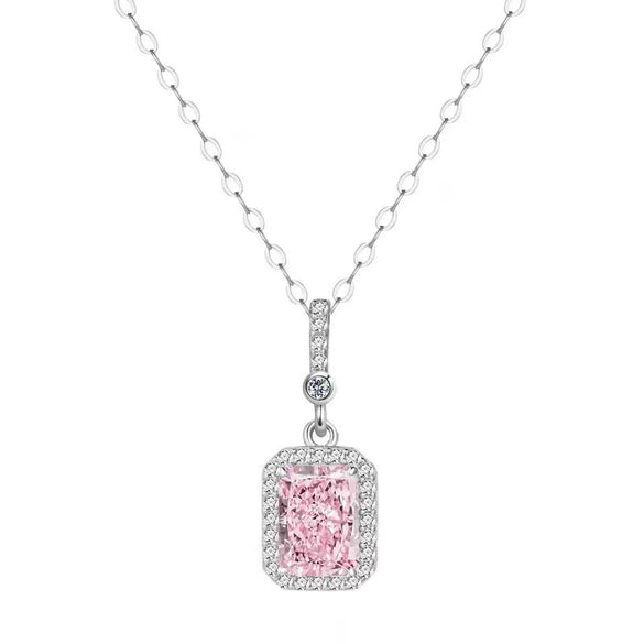 Women's S925 Sterling Silver Geometric Perfume Bottle Pendant Necklace With Full Diamond Inlay Electroplated Little Fresh Light Luxury Jewelry Gift