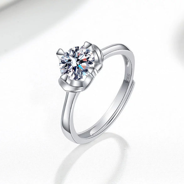Women's S925 Sterling Silver Geometric Petal Open Ring Adjustable Simple Fashion Electroplated Ring