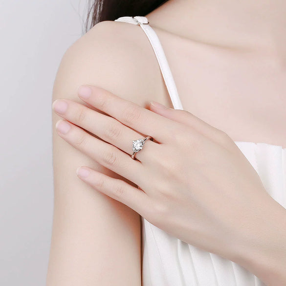 Women's S925 Sterling Silver Geometric Petal Open Ring Adjustable Simple Fashion Electroplated Ring