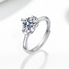 Women's S925 Sterling Silver Geometric Petal Open Ring Adjustable Simple Fashion Electroplated Ring