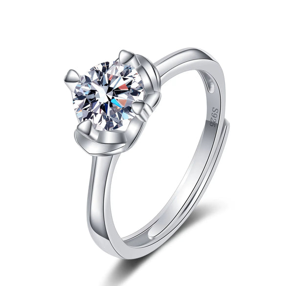 Women's S925 Sterling Silver Geometric Petal Open Ring Adjustable Simple Fashion Electroplated Ring