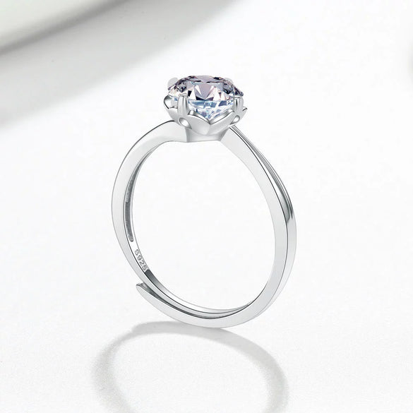 Women's S925 Sterling Silver Geometric Petal Open Ring Simple Fashion Electroplated Adjustable Ring