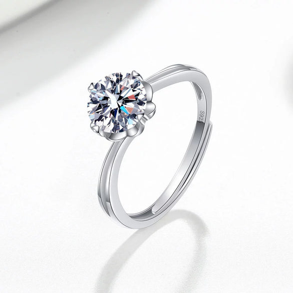 Women's S925 Sterling Silver Geometric Petal Open Ring Simple Fashion Electroplated Adjustable Ring